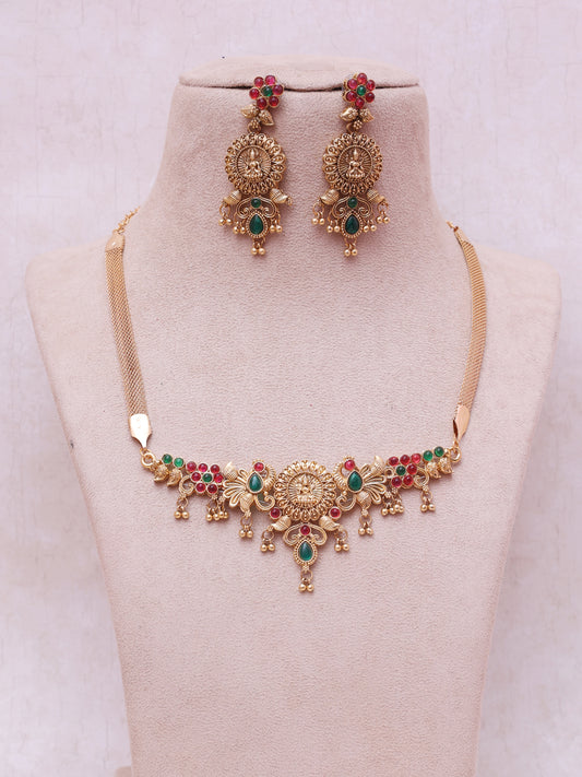 Red and Green Qiyara necklace Set