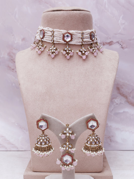 Baby Pink Fahari Necklace Set