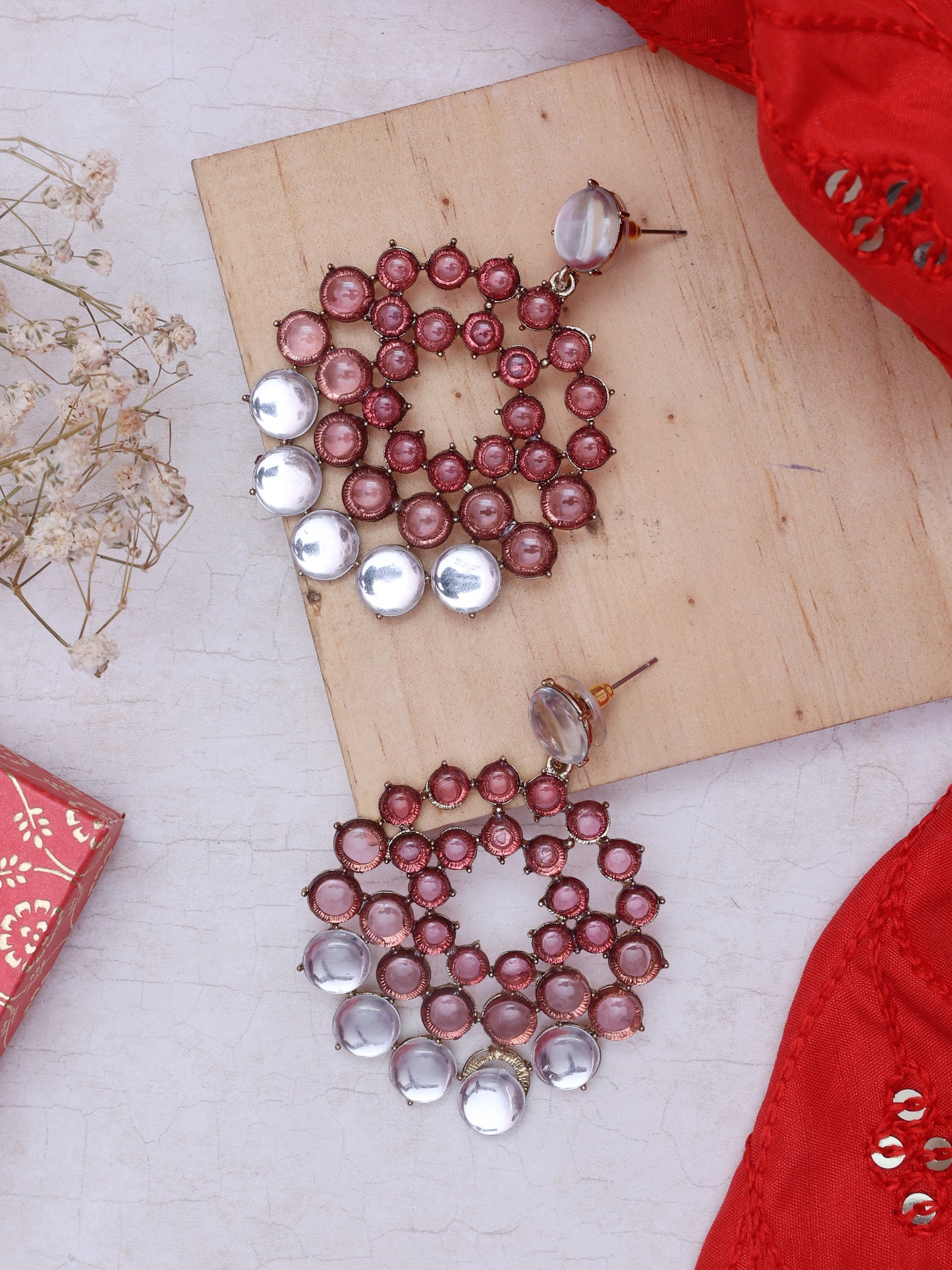 Red Dakshana Designer Earrings