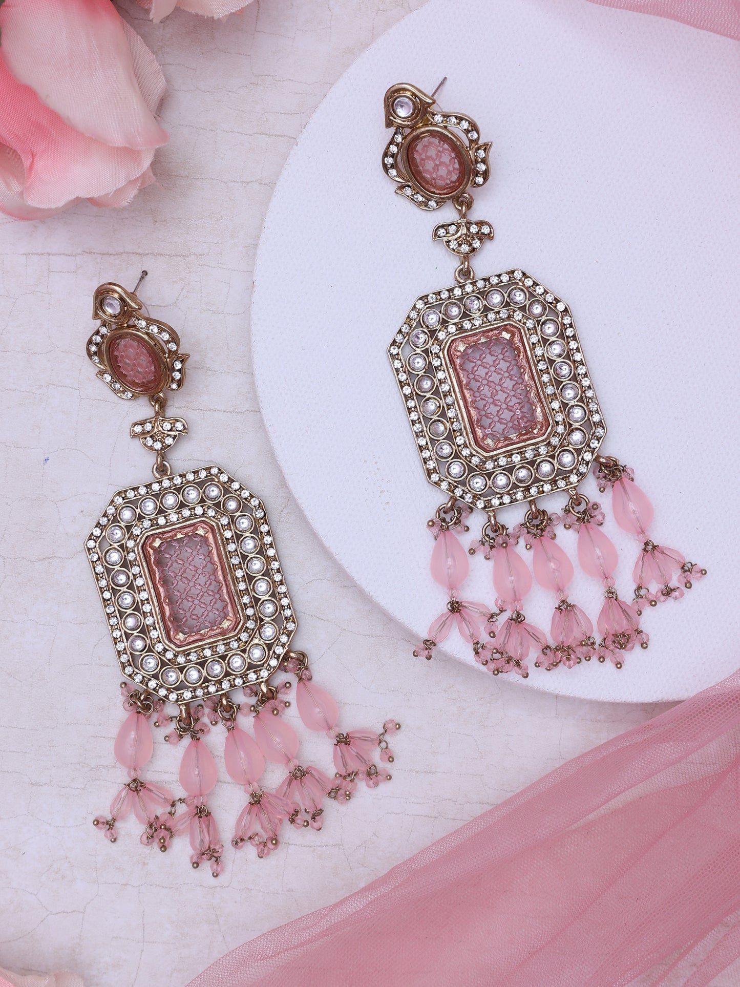 Baby Pink Aaghnya Designer Earrings