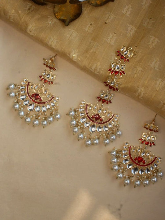 Red Shanya Maang Tika Set