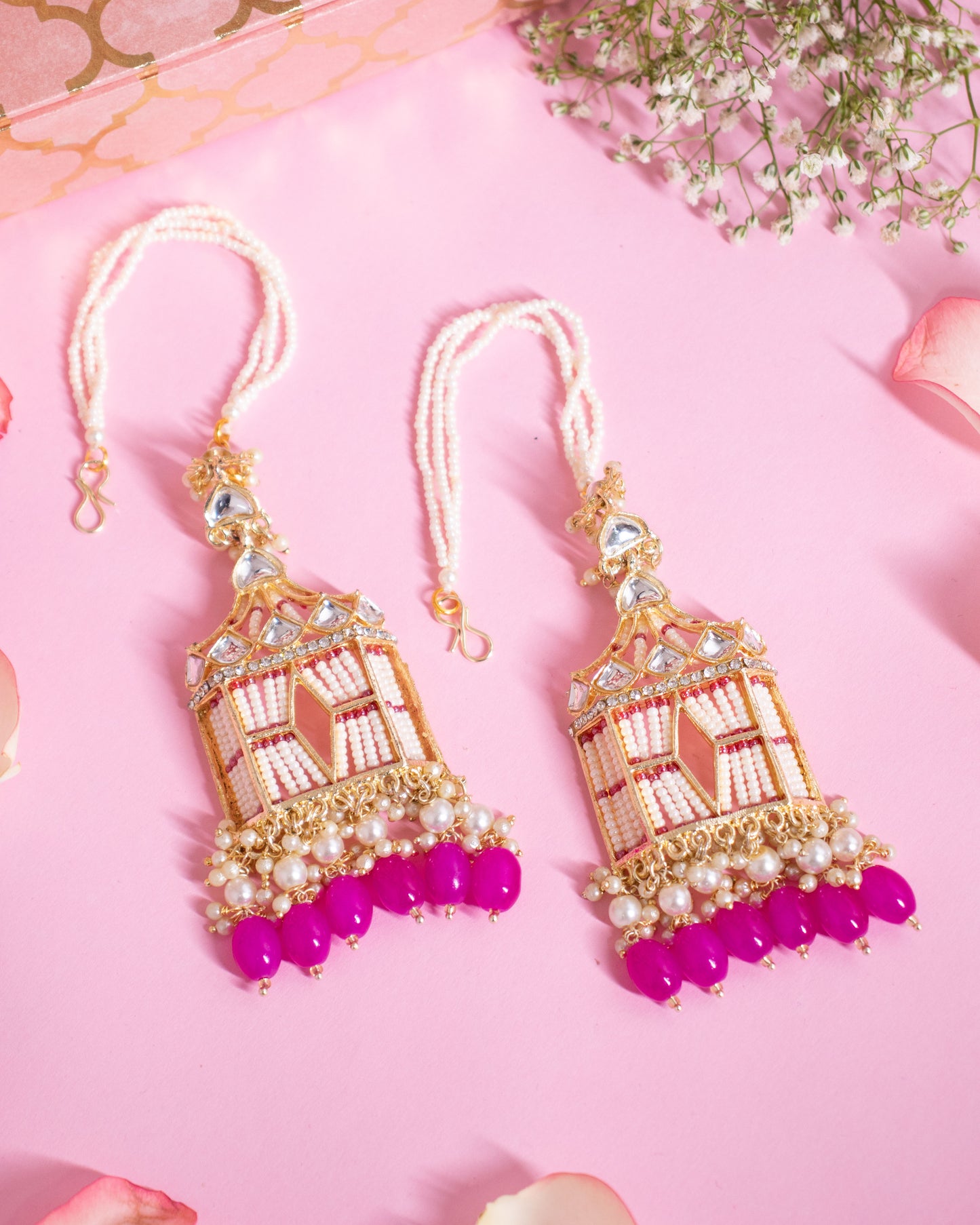 Pink Rajasthani Jharoka Jhumkis